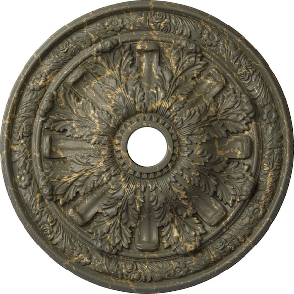 Ekena Millwork Flagstone Ceiling Medallion (Canopies up to 3 7/8"), 30"OD x 3 7/8"ID x 3 1/4"P, Witch Hazel Crackle CM30FLWHC - main